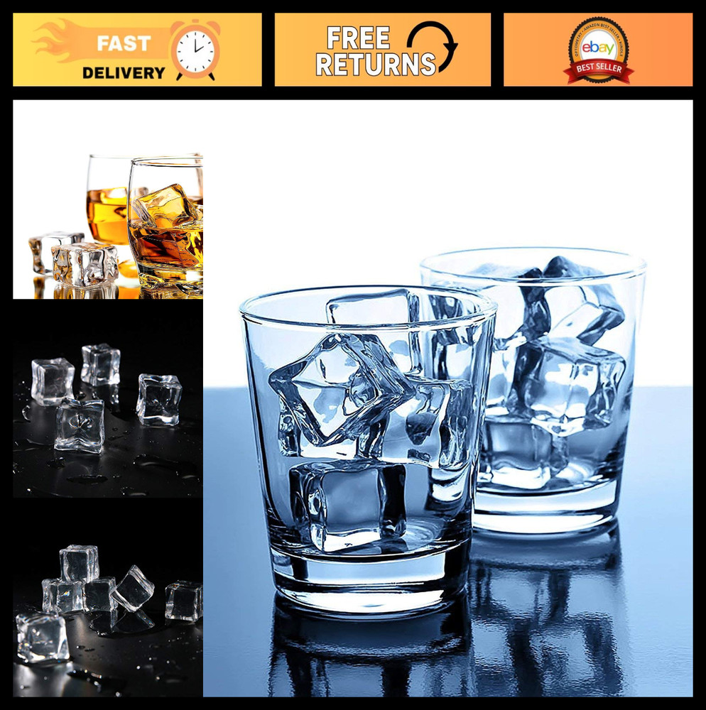 20PCS Clear Acrylic Faux Ice Cubes – 1.2″ Transparent Fake Ice Rocks for Decor &