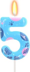 Boys Girls 5th Birthday Number Candle Anime Cartoon Cake 5, Blue