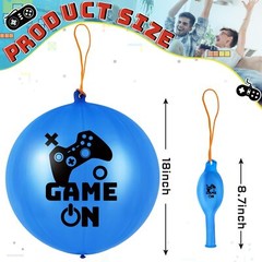 32 Pcs Video Game Punch Balloons Pixelated Punch Ball Balloons (Blue, Black)
