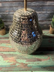 Mosaic Disco Ball Pear Decor – Silver Pear Shaped Centerpiece