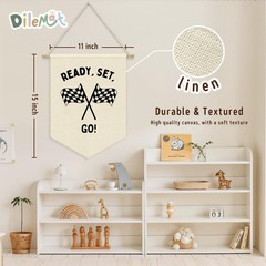 Dilemat Race Car Room Decor for Boys Linen 15x11inch, Racer-Ready Set Go
