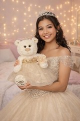 Classic Size Quinceañera Bear Elegant Dress Gift Keepsake 15 Años B14631-34G