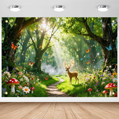 Spring Enchanted Forest Backdrop Fairy Enchanted Forest Party Decorations Banner