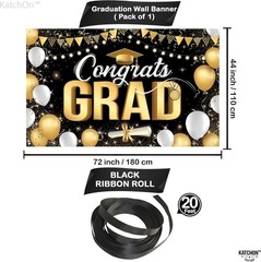Stunning 72×44 Inch Black and Gold Congrats Grad Banner for 2026 Celebrations