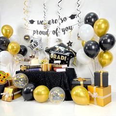Graduation Balloons Set Class of 2026, Black and Gold Graduation Decorations We