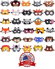 Máscaras De Fieltro De Animales Para Fiestas (30 Paquetes) Para Niños Fiesta NEW