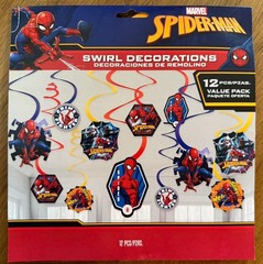 Spiderman Hanging Swirls Decorations 12ct Birthday Party Supplies