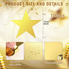 100 Pcs 6 Inch Gold Star Cutouts Double Printed Paper Stars Gold Star Decoration