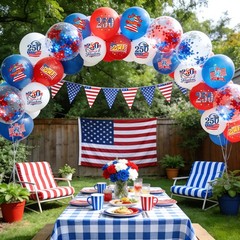 32Pcs 250th Anniversary Party Balloons 4th of July Decorations 2026, Blue Red…