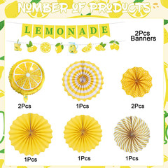 Lemonade Stand Party Decorations – 10PCS Lemonade Stand Banner Paper Fans Balloo