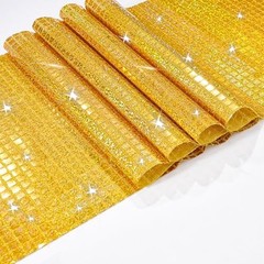 6 Pack Iridescence Gold Table Runners: Laser 6 Pcs 12×72 Inches Gold Laser