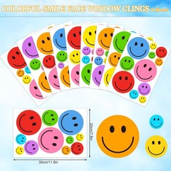 9 Sheet Smile Face Window Clings Colorful Cute Happy Face Window Decals Doubl…