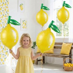 Lemon foil Balloons Summer lemonade with leaves Balloons for Fruit theme birt…