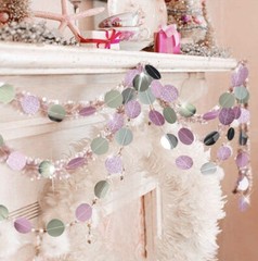 Glitter Silver Pink Circle Dot Garlands Party Decoratoins Polka Dots Streamer