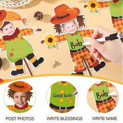 48 Set Thanksgiving Scarecrow Cutouts with Photo Space Bulletin Board Decor