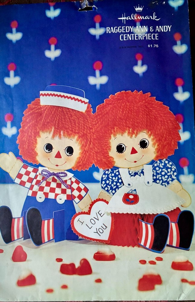 Vintage Hallmark Raggedy Ann and Andy «I Love You» Centerpiece Party Decoration