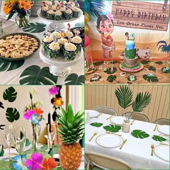 36 Pieces Artificial Tropical Palm Leaves for Jungle Safari Beach Green