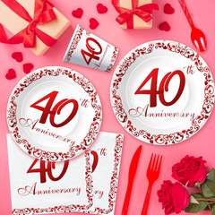 40Th Anniversary Decorations Tableware – Ruby 40Th Wedding Anniversary Party Sup