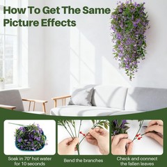 RAINFLOW 3PCS Artificial Hanging Flowers for Outdoors – UV 30″, Purple
