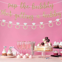 Pre-Strung Pop the Bubbly She’s Getting a Hubby Banner,Funny Bachelorette Party