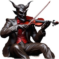 Halloween decoration Devil Playing The Fiddle Set Of 4