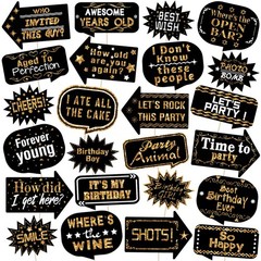 24 Pieces Photo Booth Props Birthday with Stick Happy Birthday Weddings Graduati