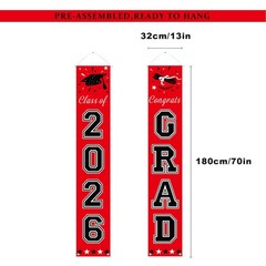 DAZONGE Graduation Decorations 2026, Red and Black Class of 2 Piece Set,