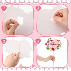 Mother’s Day Centerpiece Sticks, Pink Flowers Table Toppers, 48pcs Decorations