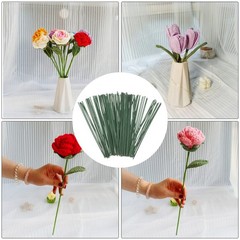 100Pcs Reusable Metal Floral Stem Wires Green Wire Flower Stem for DIY Crafts
