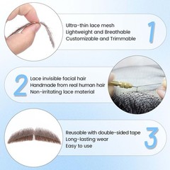 Realistic Mustache and Fake Beard for Men, Natural Looking Costume Mustache H…