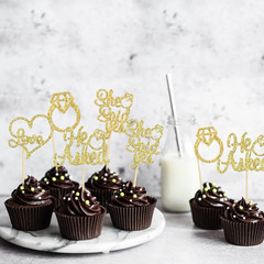 Decoracion de Cupcakes de Anillo de Diamante Corazon Boda Compromiso Paquete 24
