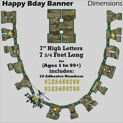 Helicopter Birthday Decorations in Army Camo – Complete the Party! (6 Items) …