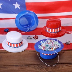 Small Patriotic Mini Top Hats Red White Blue 4th of July Party Decor Set