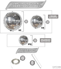 Katchon, Silver Disco Ball Balloons – 32 Inch, Pack of 20 | Shiny Disco Ball for