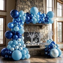 Navy Royal Blue Balloon Arch Kit Double Stuffed Metallic Blue Balloon Garland…