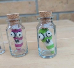 Handmade Leech Jars Bugs Hand Crafted Needle Felted Halloween Goth Decor Set