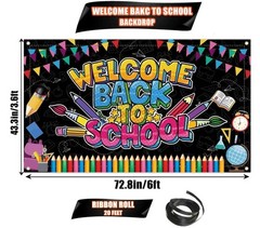 Welcome Back to School Banner, Multicolored, 72 X 43 Inch, Back to School Decora