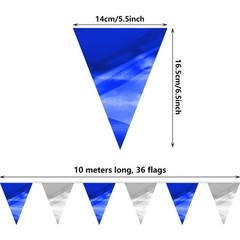 3P Blue Silver Party Decorations – Metallic Fabric Triangle Pennant Banner Fl…