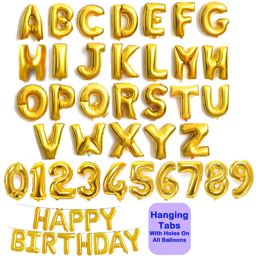 Gold Silver Rose 16″ A-Z Letter Balloons Number Foil Balloon NAME PARTY WEDDING