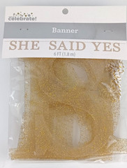 Wedding Engagement Party 6′ Banner SHE SAID YES Gold Glitter Acrylic Letters