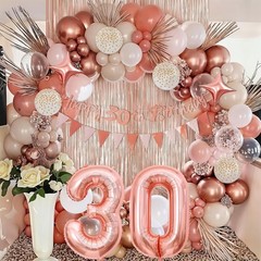 30th Birthday Decorations Rose Gold Balloon Arch Kit Blush Pink Party Decor