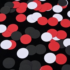 300pc Table Confetti, 1 Inch, Red, Black, White, Circle Dots, Glitter, Party