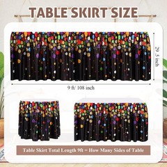 29 in x 9 ft Confetti Table Skirt for Teacher Desk Rectangular Tablecloth Skirt