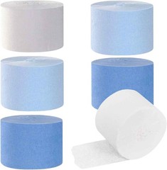 Dusty Blue Light Blue White Crepe Paper Streamers 1.8 Inch Widening 6 Rolls, …