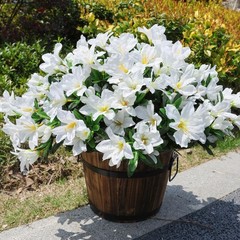 Artificial Flowers for Outdoors, 3 Bundles Fake Silk Azalea Bouquet Faux Flow…
