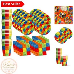 Durable Building Blocks Birthday Tableware for 16 – Fun for Every Celebration