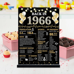 60Th Birthday Decorations Gift for Women Men, Black Gold Back in 1966 Poster Acr
