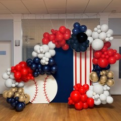 4th Of July Balloon Arch Kit, Win Ruby Dark Red Navy Blue White Metallic Gold…