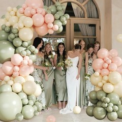 Pink and Green Balloon Arch Kit 124Pcs Sage Green Peach Ivory White Balloons …