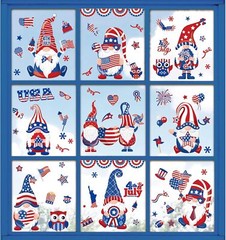 AnyDesign 138Pcs Patriotic Window Clings 4th of July Gnome Assorted,red